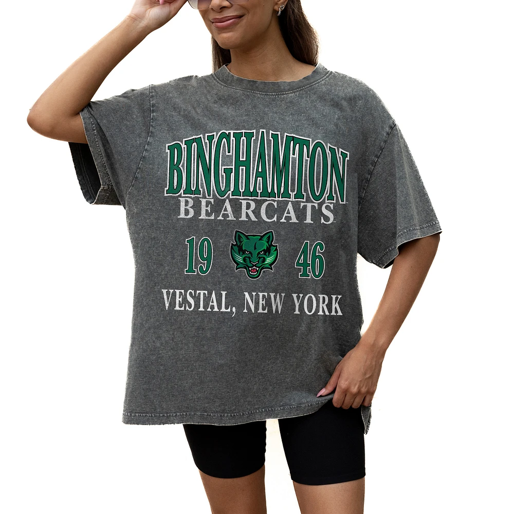 Women's Gameday Couture Grey Binghamton Bearcats Oversized Snow Wash T-Shirt