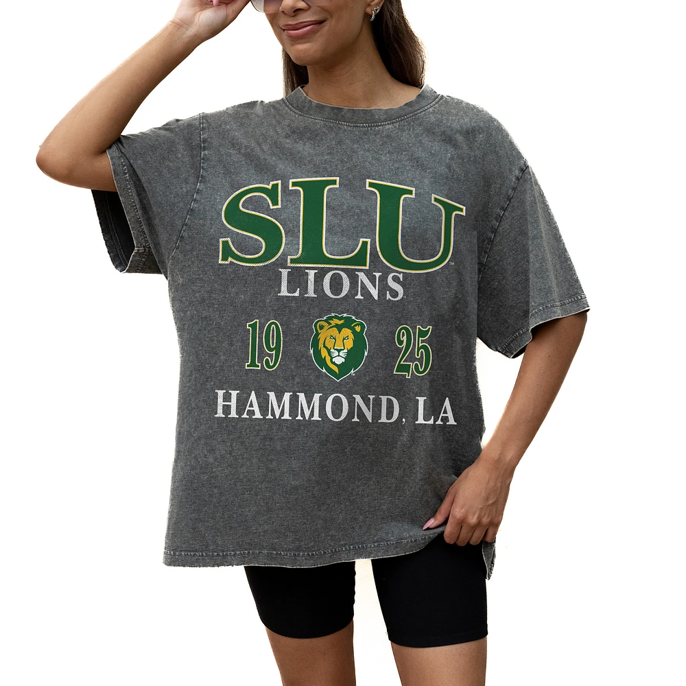 Women's Gameday Couture Grey Southeastern Louisiana Lions Oversized Snow Wash T-Shirt