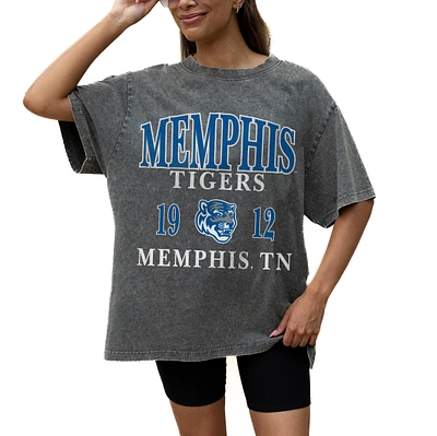 Women's Gameday Couture Grey Memphis Tigers Oversized Snow Wash T-Shirt