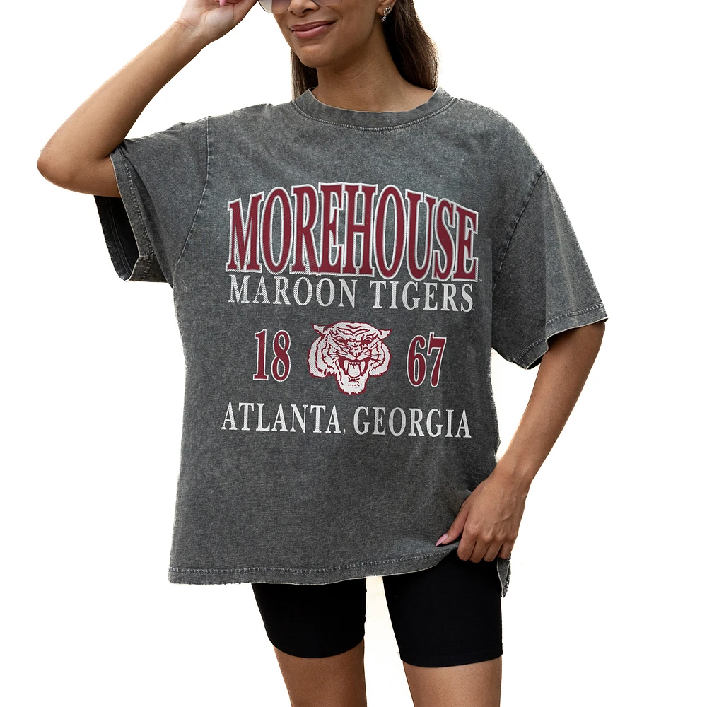 Women's Gameday Couture Grey Morehouse Maroon Tigers Oversized Snow Wash T-Shirt