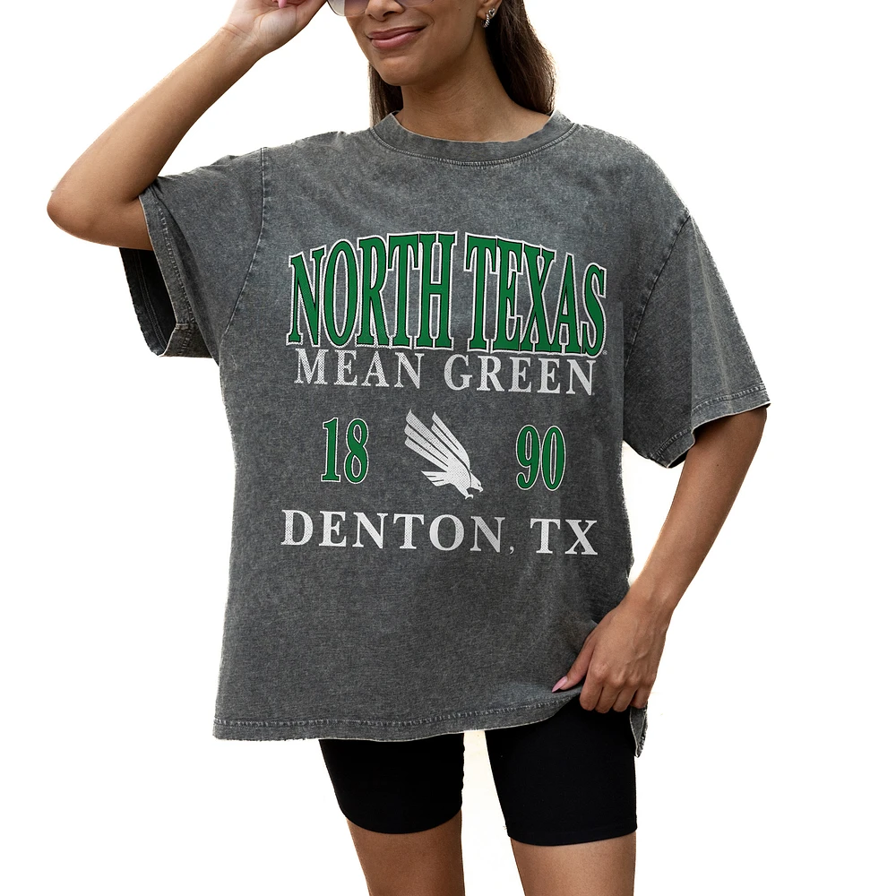 Women's Gameday Couture Grey North Texas Mean Green Oversized Snow Wash T-Shirt
