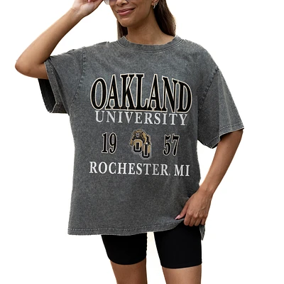 Women's Gameday Couture Grey Oakland Golden Grizzlies Oversized Snow Wash T-Shirt