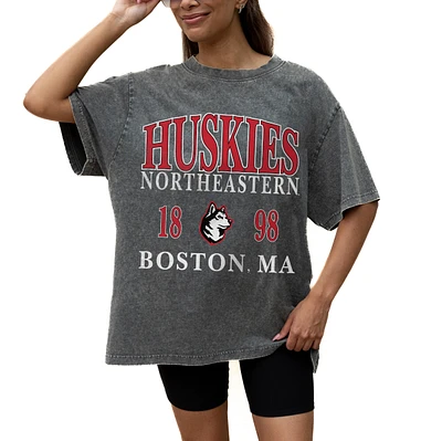 Women's Gameday Couture Grey Northeastern Huskies Oversized Snow Wash T-Shirt