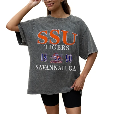 Women's Gameday Couture Grey Savannah State Tigers Oversized Snow Wash T-Shirt