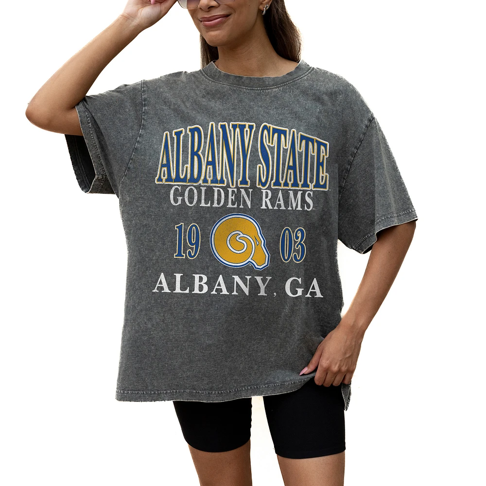 Women's Gameday Couture Grey Albany State Golden Rams Oversized Snow Wash T-Shirt