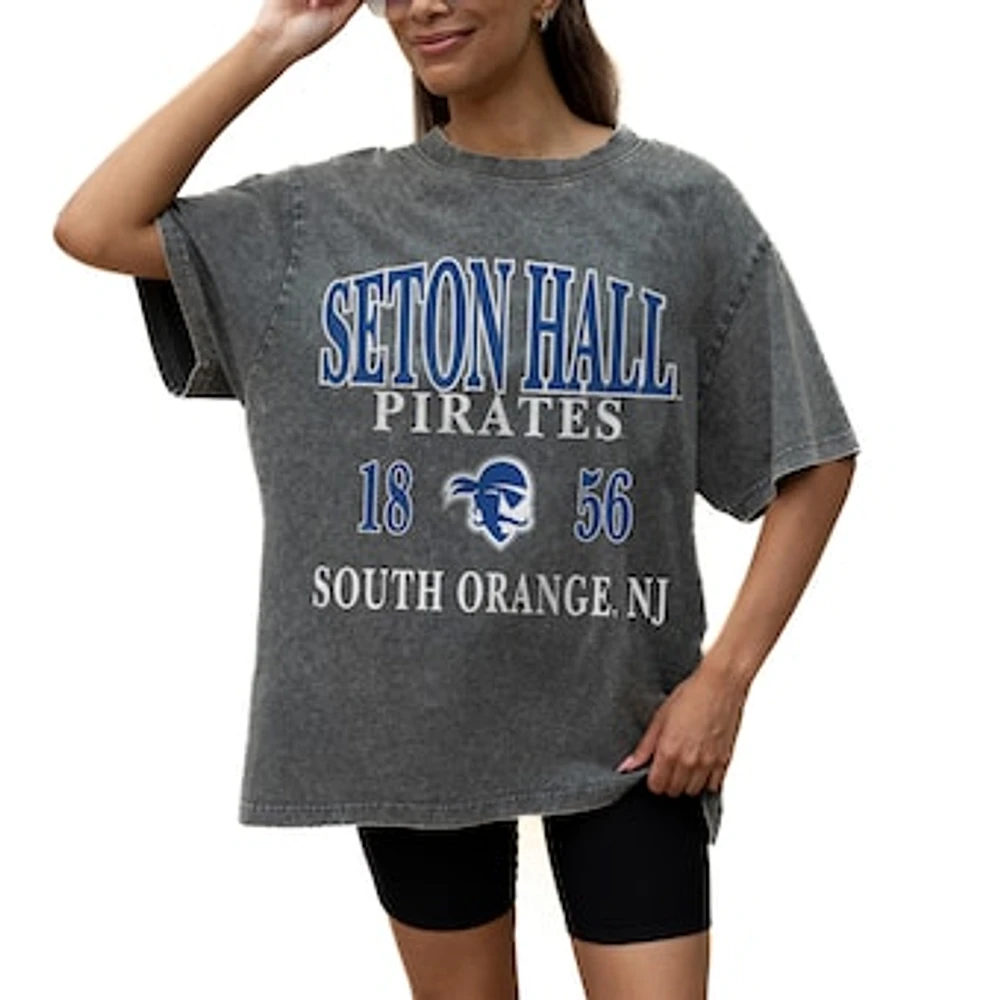 Women's Gameday Couture Grey Seton Hall Pirates Oversized Snow Wash T-Shirt
