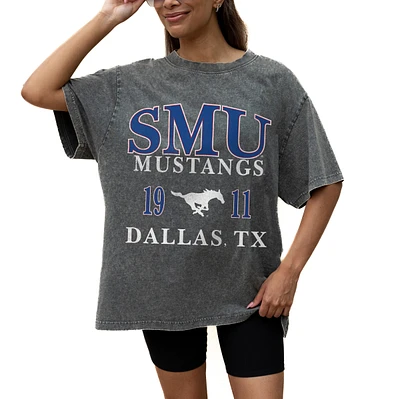 Women's Gameday Couture Grey SMU Mustangs Oversized Snow Wash T-Shirt
