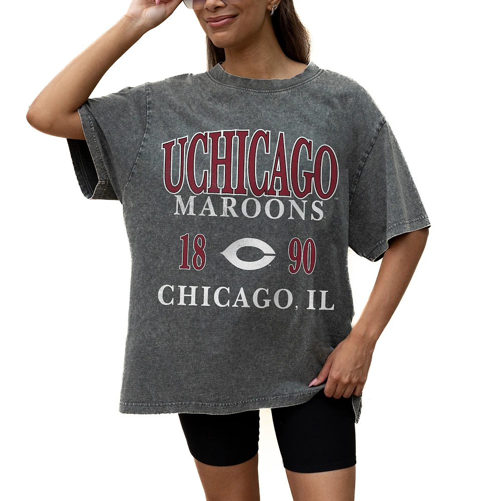 Women's Gameday Couture Grey UChicago Maroons Oversized Snow Wash T-Shirt
