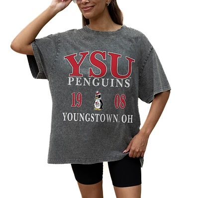 Women's Gameday Couture Grey Youngstown State Penguins Oversized Snow Wash T-Shirt