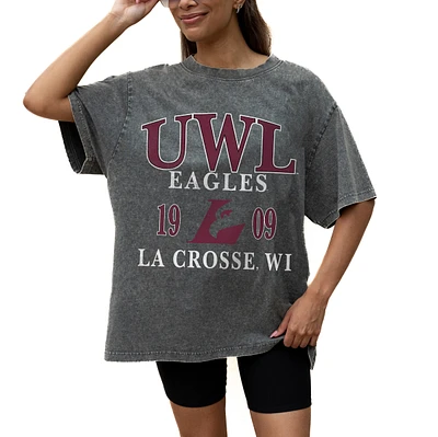 Women's Gameday Couture Grey Wisconsin-La Crosse Eagles Oversized Snow Wash T-Shirt