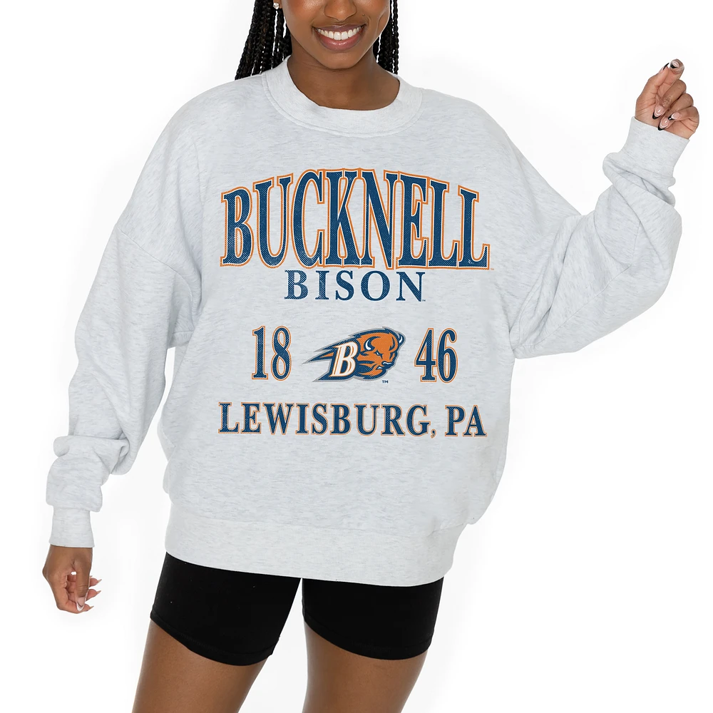 Women's Gameday Couture Ash Bucknell Bison Premium Fleece Pullover Sweatshirt