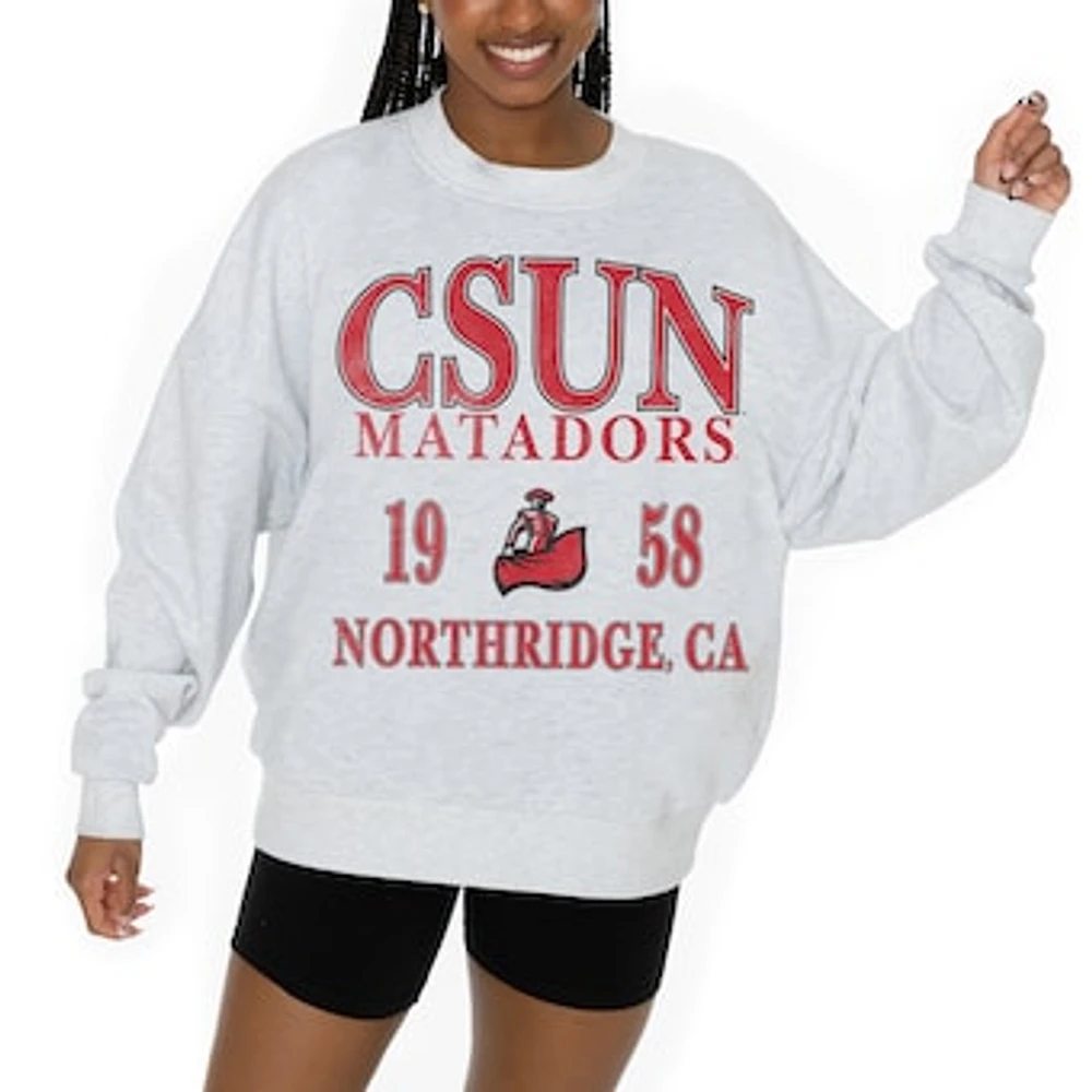 Women's Gameday Couture Ash Cal State Northridge Matadors Premium Fleece Pullover Sweatshirt