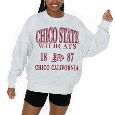 Women's Gameday Couture Ash Cal State Chico Wildcats Premium Fleece Pullover Sweatshirt