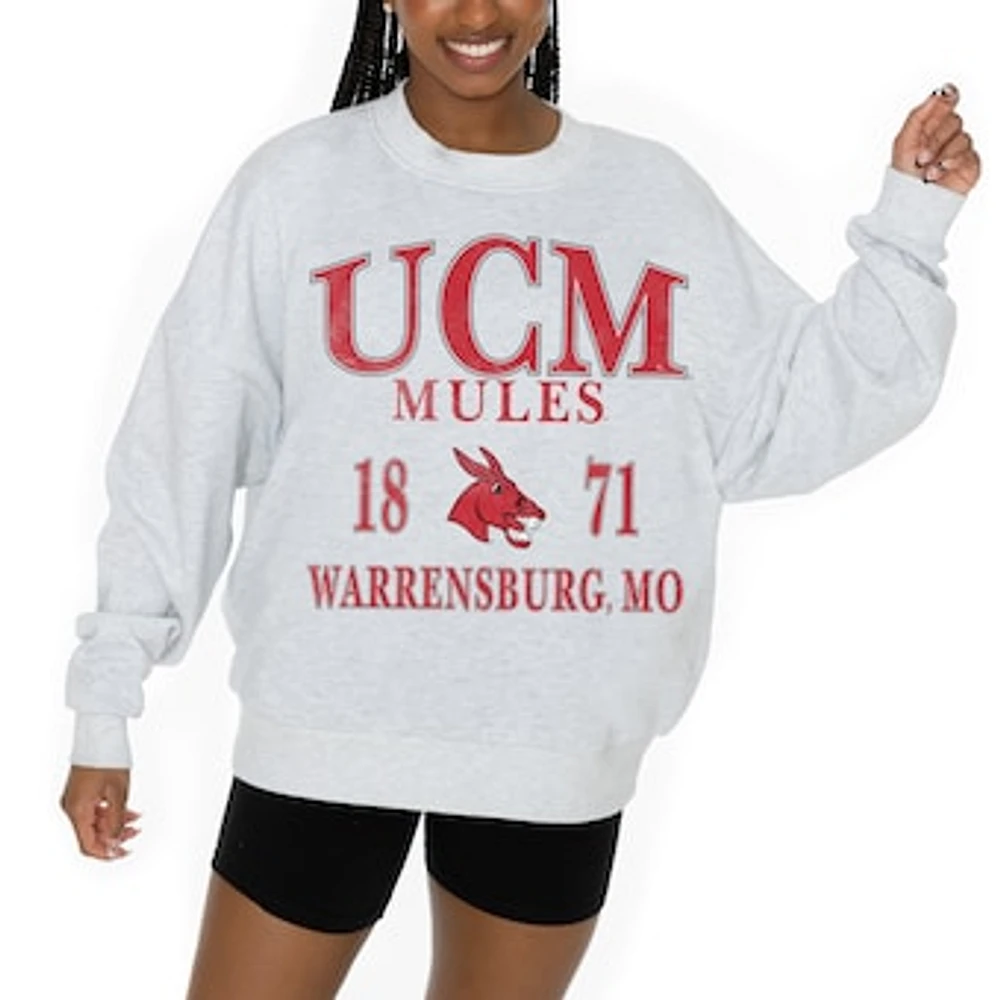 Women's Gameday Couture Ash Central Missouri Mules Premium Fleece Pullover Sweatshirt