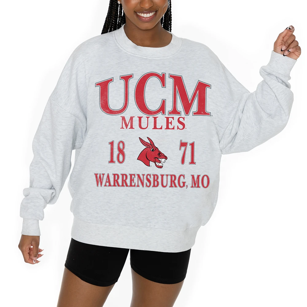 Women's Gameday Couture Ash Central Missouri Mules Premium Fleece Pullover Sweatshirt
