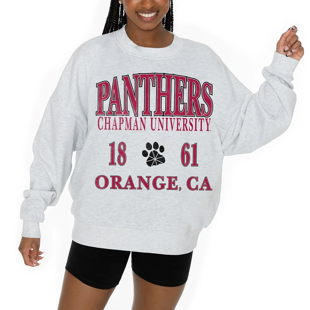 Women's Gameday Couture Ash Chapman Panthers Premium Fleece Pullover Sweatshirt