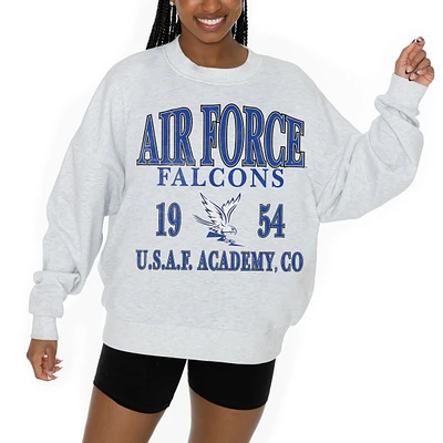 Women's Gameday Couture Ash Air Force Falcons Premium Fleece Pullover Sweatshirt
