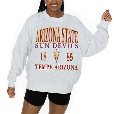 Women's Gameday Couture Ash Arizona State Sun Devils Premium Fleece Pullover Sweatshirt