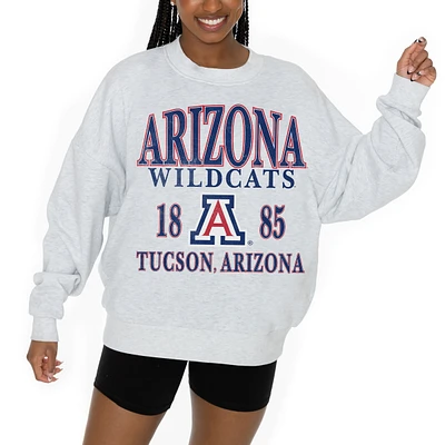 Women's Gameday Couture Ash Arizona Wildcats Premium Fleece Pullover Sweatshirt