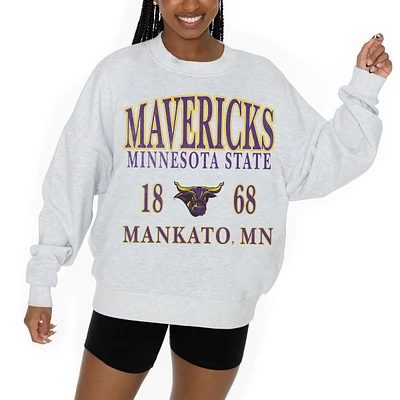 Women's Gameday Couture Ash Minnesota State Mavericks Premium Fleece Pullover Sweatshirt