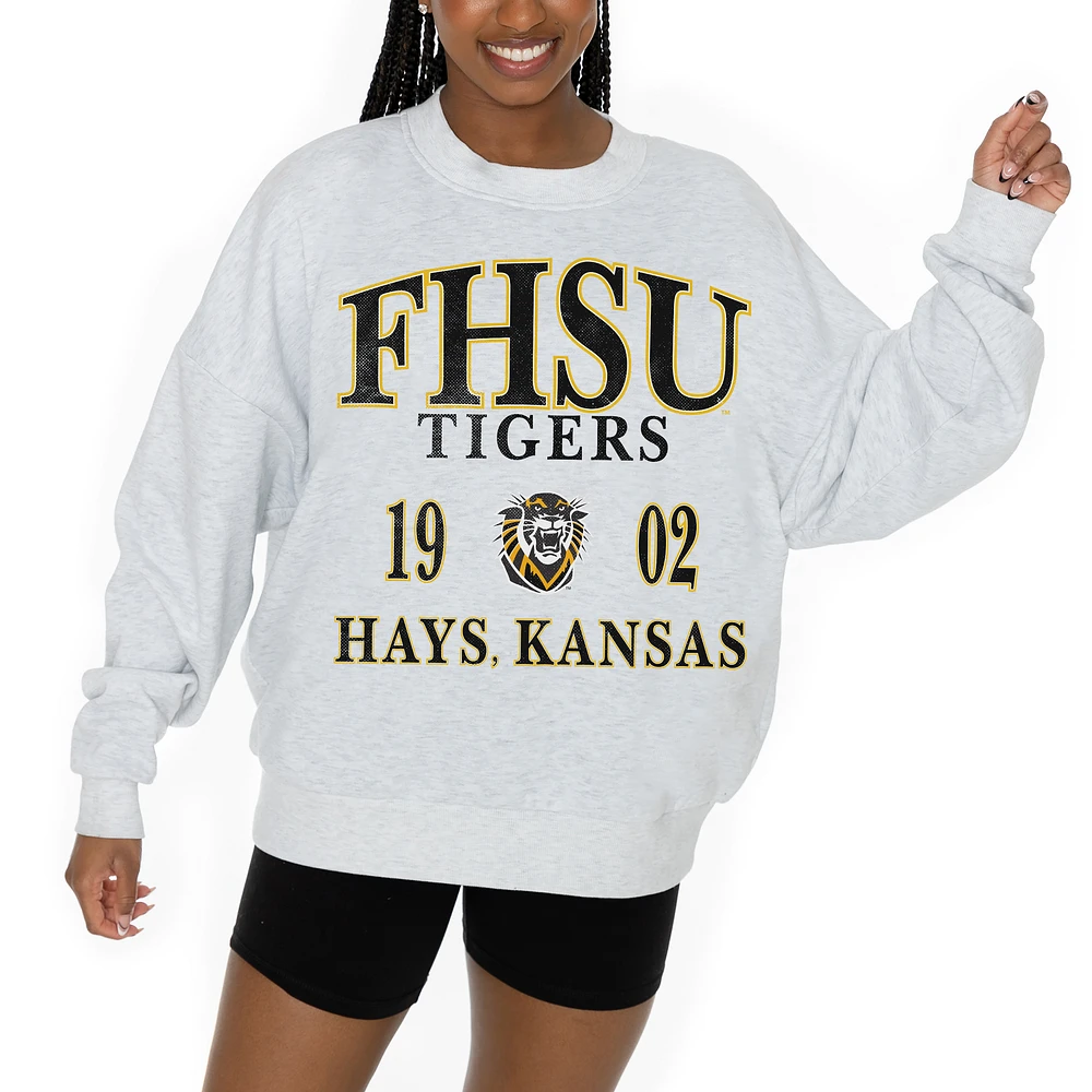 Women's Gameday Couture Ash Fort Hays State Tigers Premium Fleece Pullover Sweatshirt