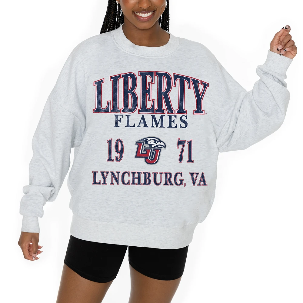 Women's Gameday Couture Ash Liberty Flames Premium Fleece Pullover Sweatshirt