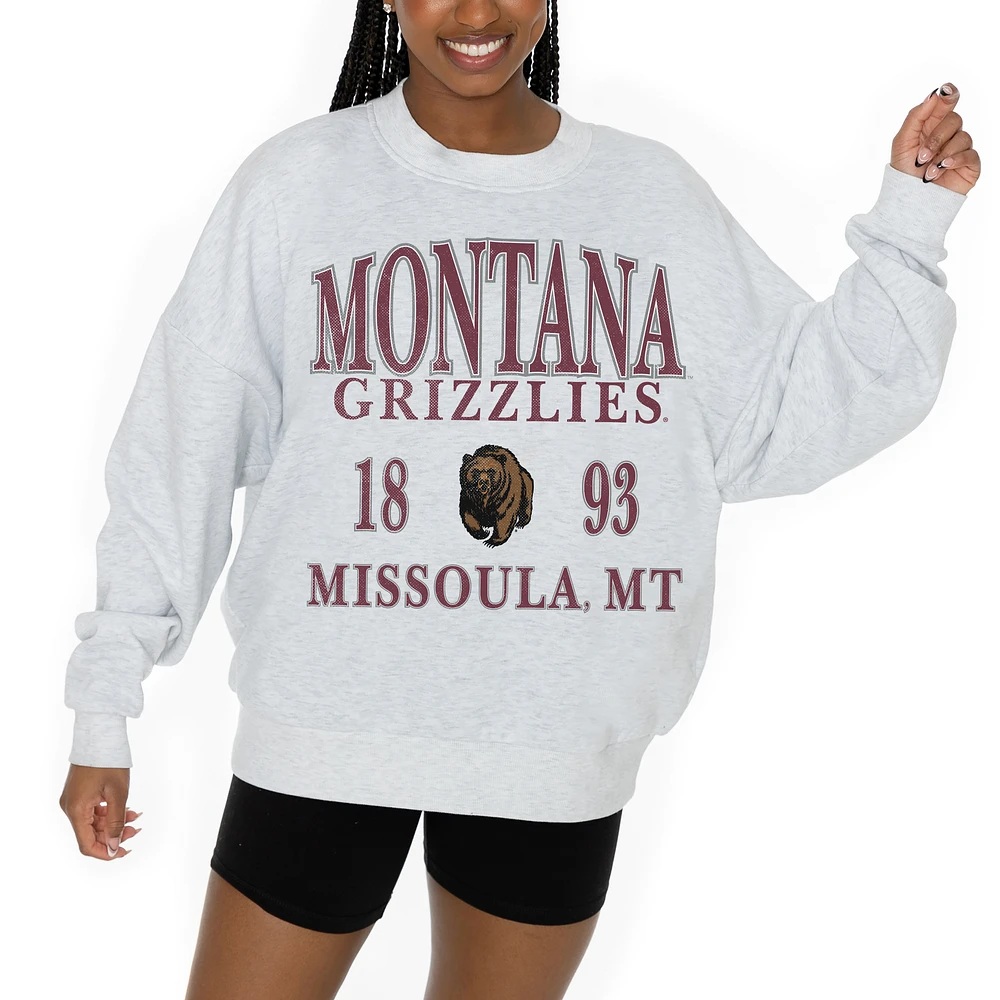 Women's Gameday Couture Ash Montana Grizzlies Premium Fleece Pullover Sweatshirt
