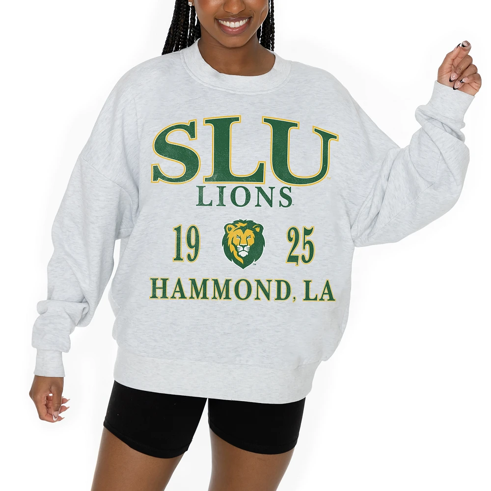 Women's Gameday Couture Ash Southeastern Louisiana Lions Premium Fleece Pullover Sweatshirt