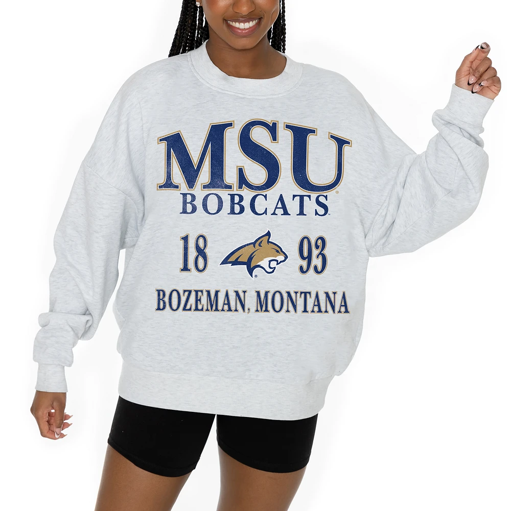 Women's Gameday Couture Ash Montana State Bobcats Premium Fleece Pullover Sweatshirt