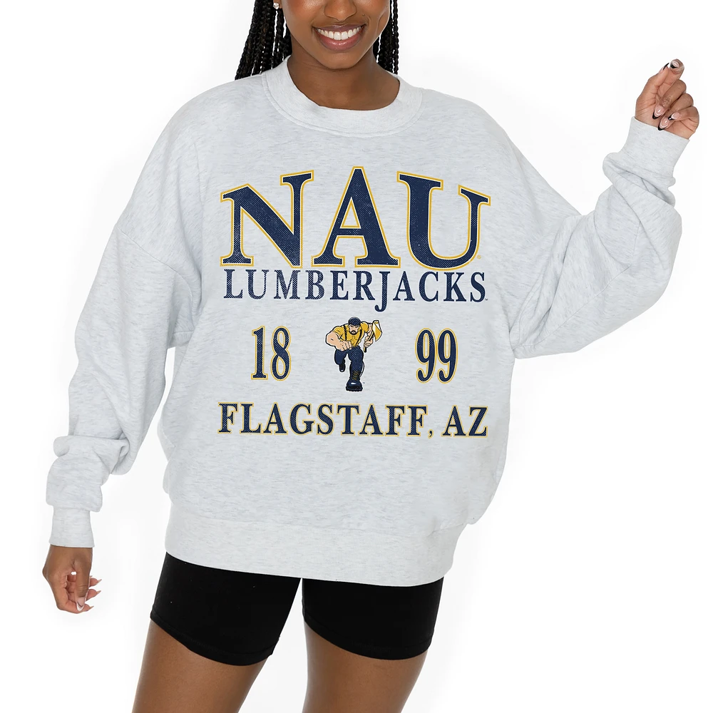 Women's Gameday Couture Ash Northern Arizona Lumberjacks Premium Fleece Pullover Sweatshirt