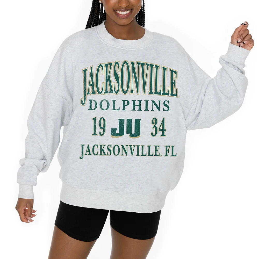 Women's Gameday Couture Ash JU Dolphins Premium Fleece Pullover Sweatshirt