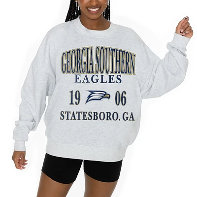 Women's Gameday Couture Ash Georgia Southern Eagles Premium Fleece Pullover Sweatshirt