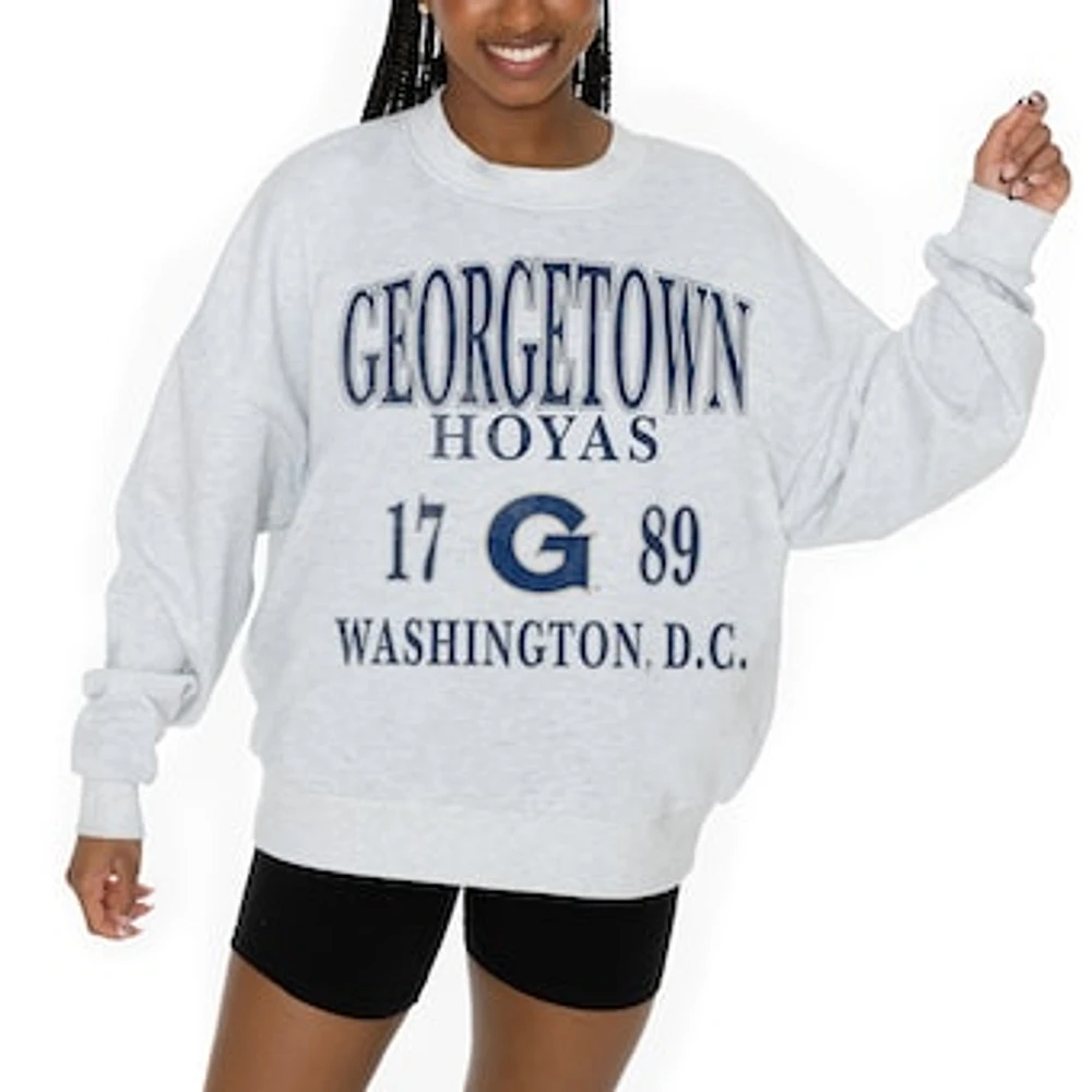 Women's Gameday Couture Ash Georgetown Hoyas Premium Fleece Pullover Sweatshirt