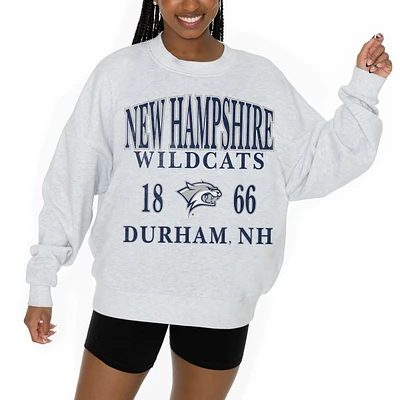 Women's Gameday Couture Ash New Hampshire Wildcats Premium Fleece Pullover Sweatshirt