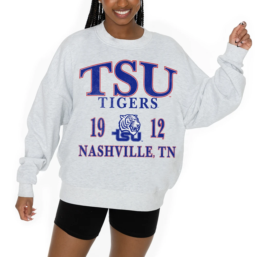 Women's Gameday Couture Ash Tennessee State Tigers Premium Fleece Pullover Sweatshirt