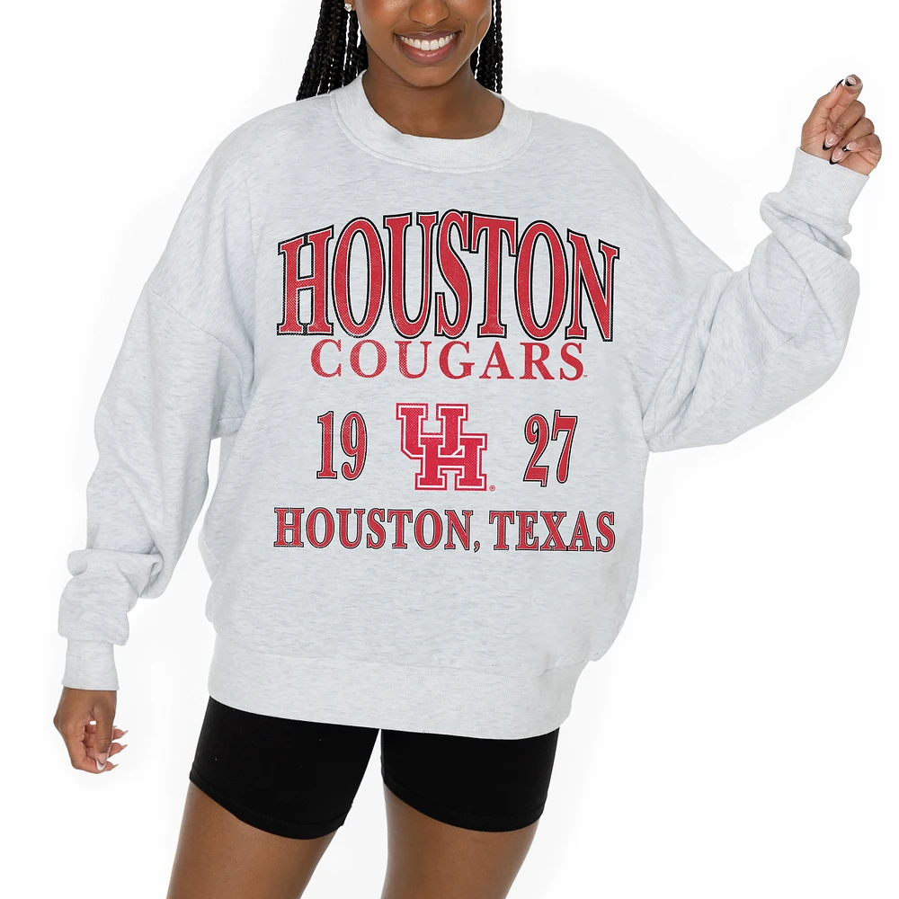 Women's Gameday Couture Ash Houston Cougars Premium Fleece Pullover Sweatshirt