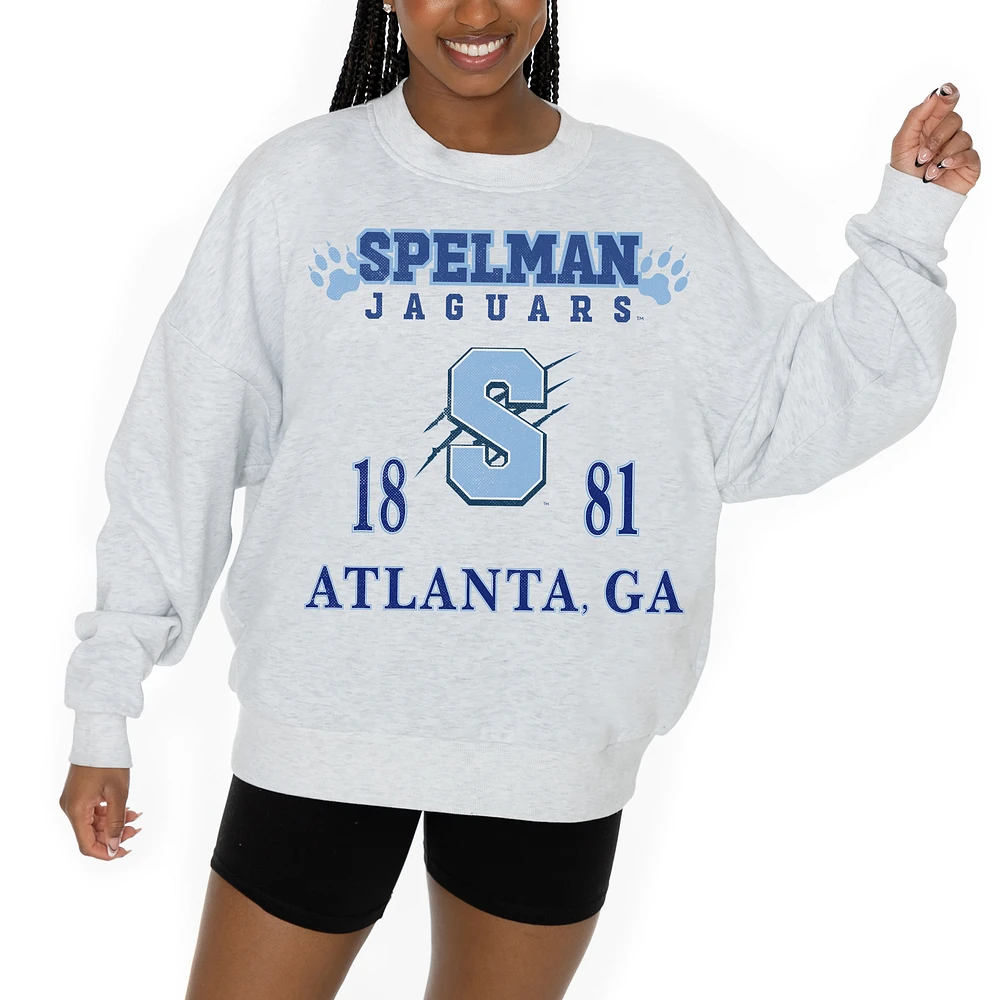 Women's Gameday Couture Ash Spelman College Jaguars Premium Fleece Pullover Sweatshirt