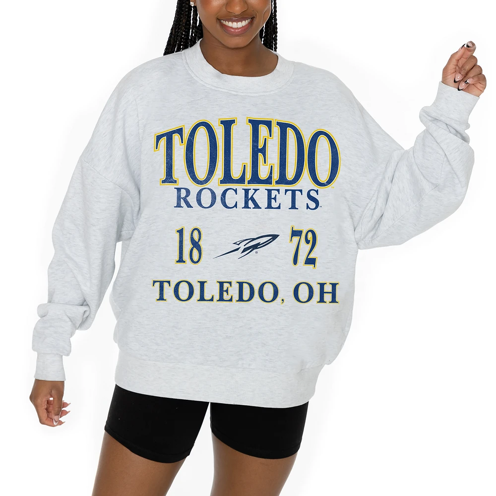 Women's Gameday Couture Ash Toledo Rockets Premium Fleece Pullover Sweatshirt