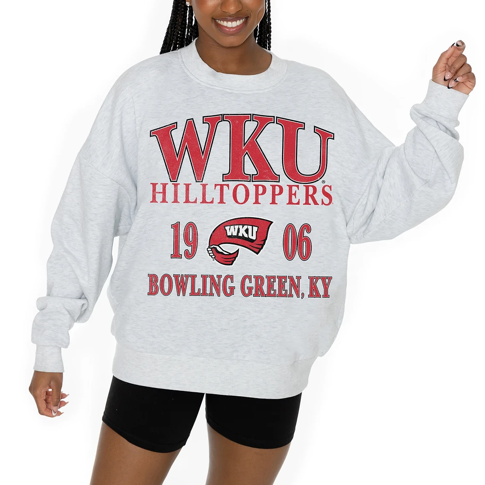 Women's Gameday Couture Ash Western Kentucky Hilltoppers Premium Fleece Pullover Sweatshirt