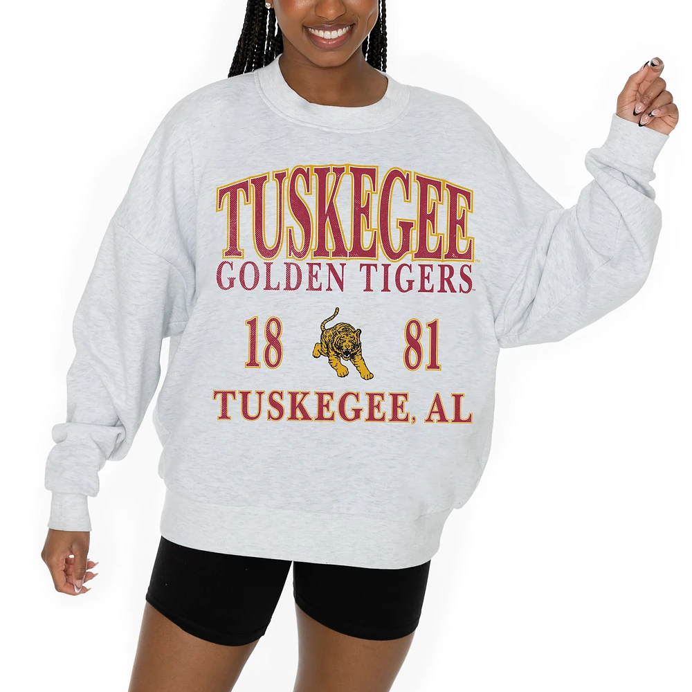 Women's Gameday Couture Ash Tuskegee Golden Tigers Premium Fleece Pullover Sweatshirt