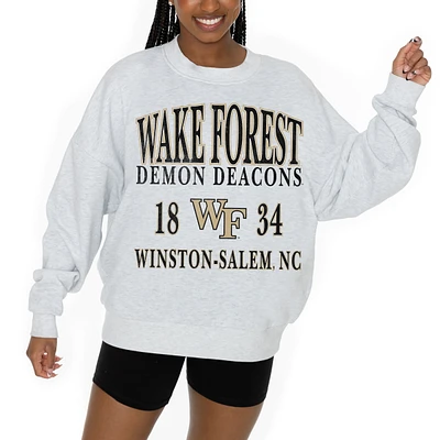 Women's Gameday Couture Ash Wake Forest Demon Deacons Premium Fleece Pullover Sweatshirt