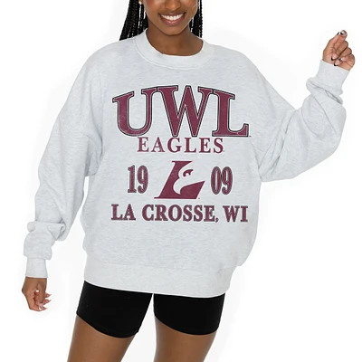 Women's Gameday Couture Ash Wisconsin-La Crosse Eagles Premium Fleece Pullover Sweatshirt
