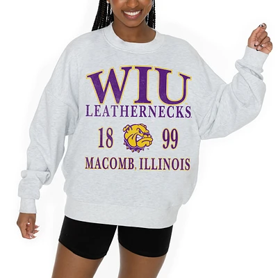 Women's Gameday Couture Ash Western Illinois Leathernecks Premium Fleece Pullover Sweatshirt