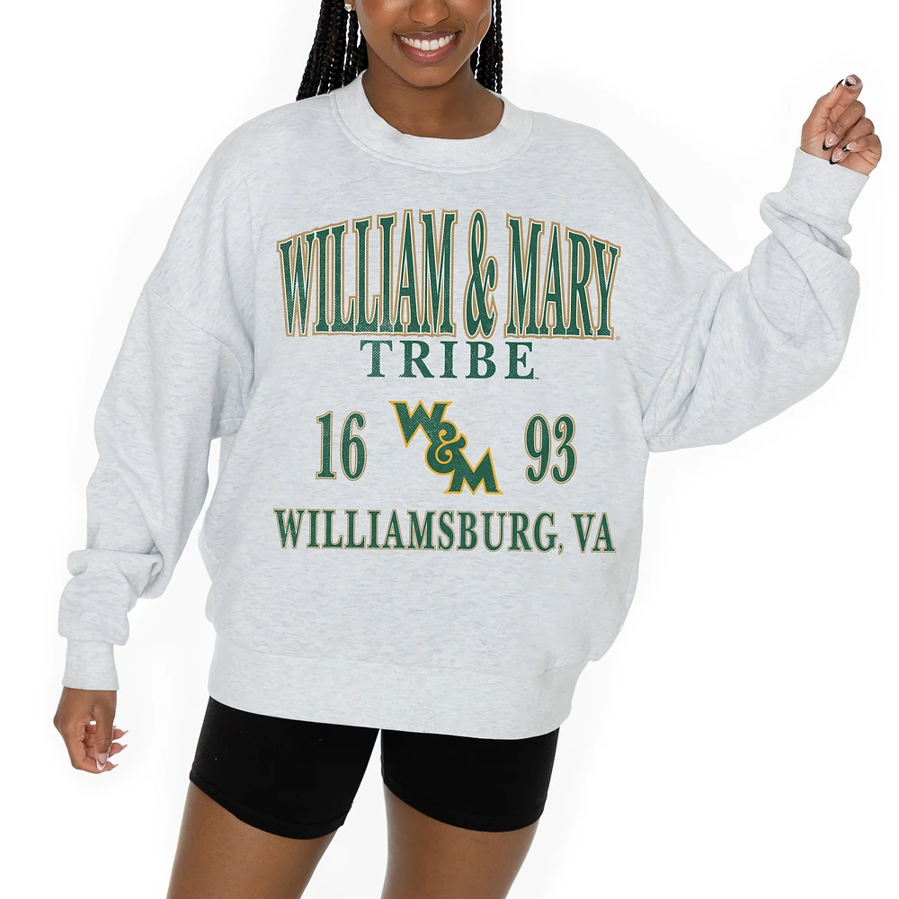 Women's Gameday Couture Ash William & Mary Tribe Premium Fleece Pullover Sweatshirt