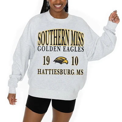 Women's Gameday Couture Ash Southern Miss Golden Eagles Premium Fleece Pullover Sweatshirt