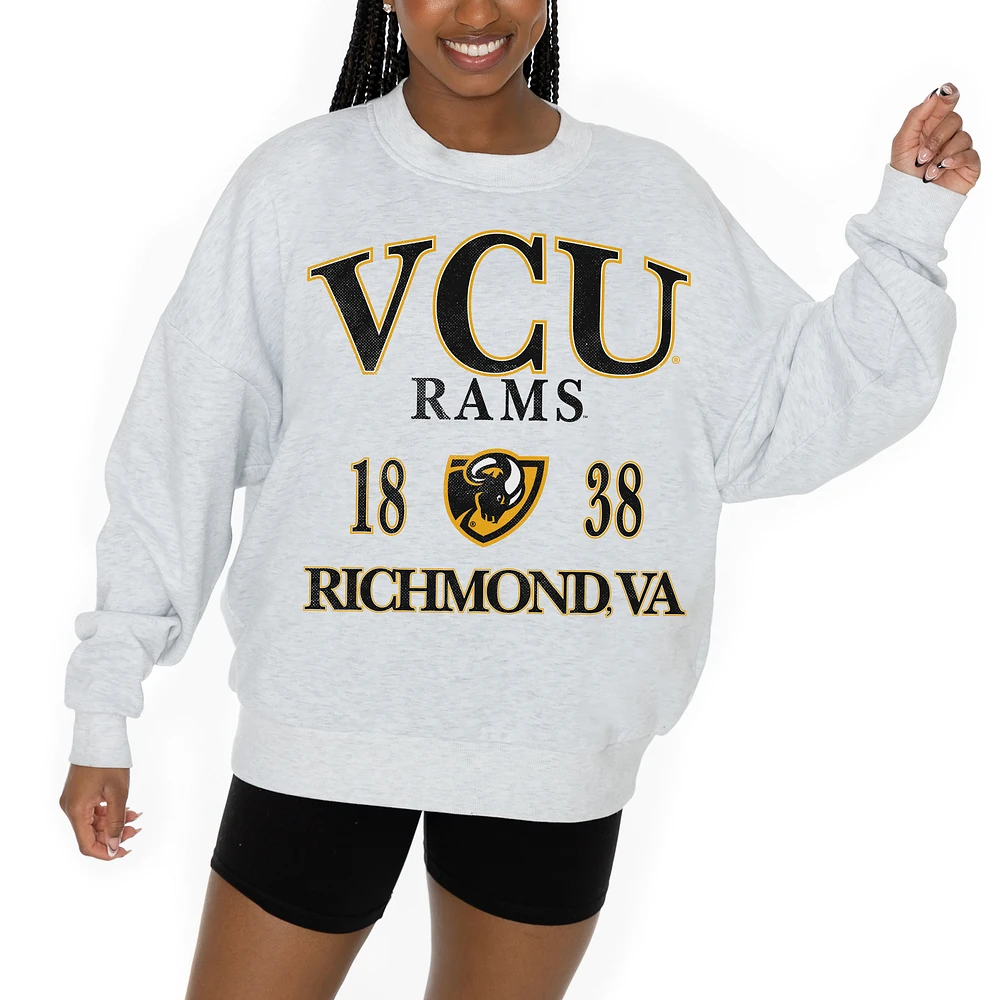 Women's Gameday Couture Ash VCU Rams Premium Fleece Pullover Sweatshirt
