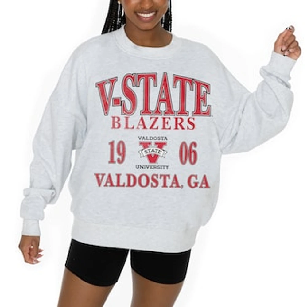Women's Gameday Couture Ash Valdosta State Blazers Premium Fleece Pullover Sweatshirt