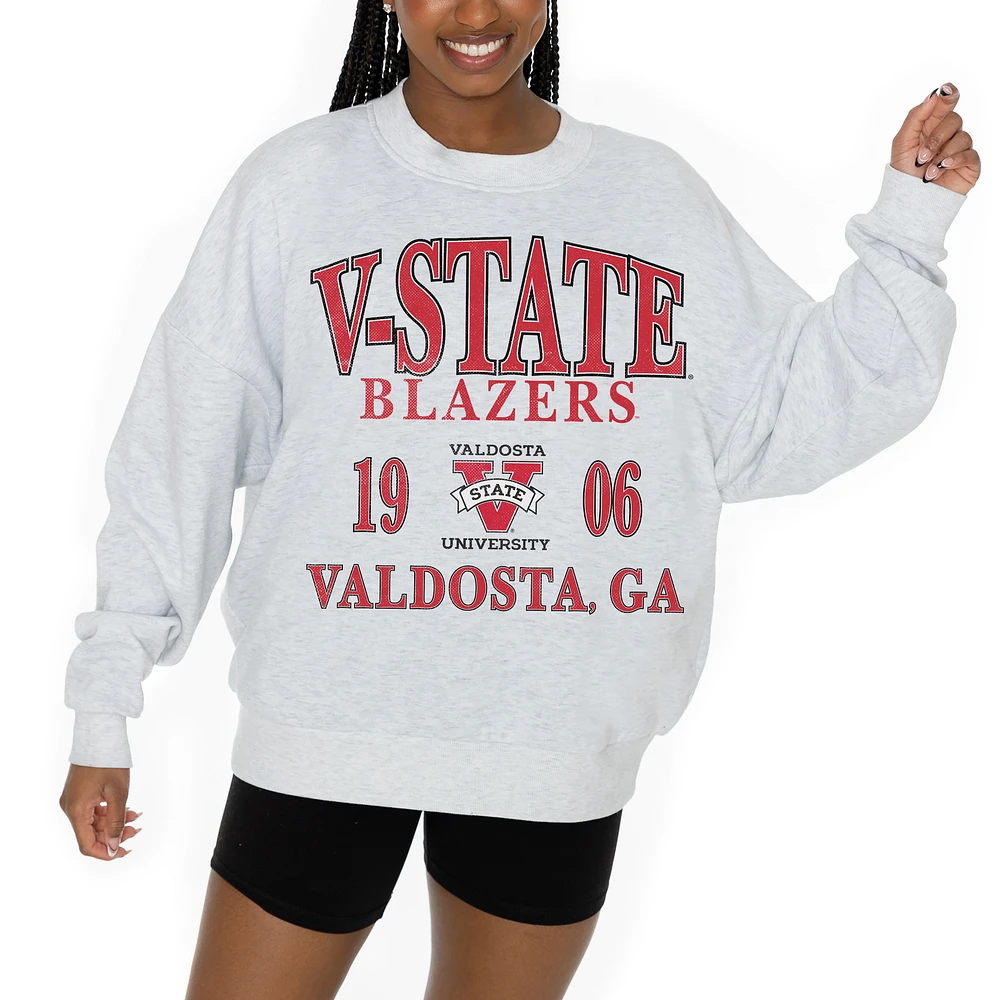 Women's Gameday Couture Ash Valdosta State Blazers Premium Fleece Pullover Sweatshirt