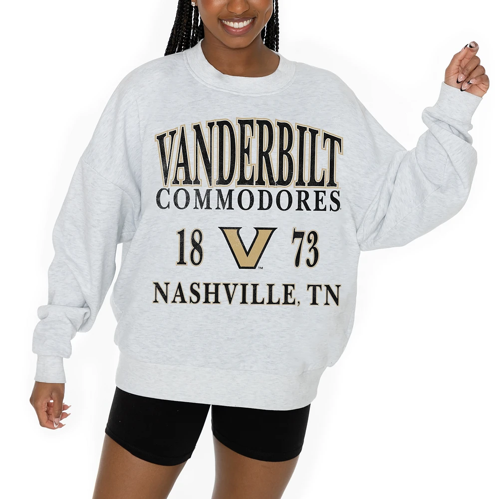 Women's Gameday Couture Ash Vanderbilt Commodores Premium Fleece Pullover Sweatshirt