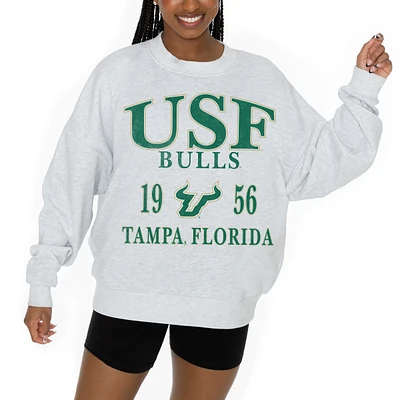 Women's Gameday Couture Ash South Florida Bulls Premium Fleece Pullover Sweatshirt